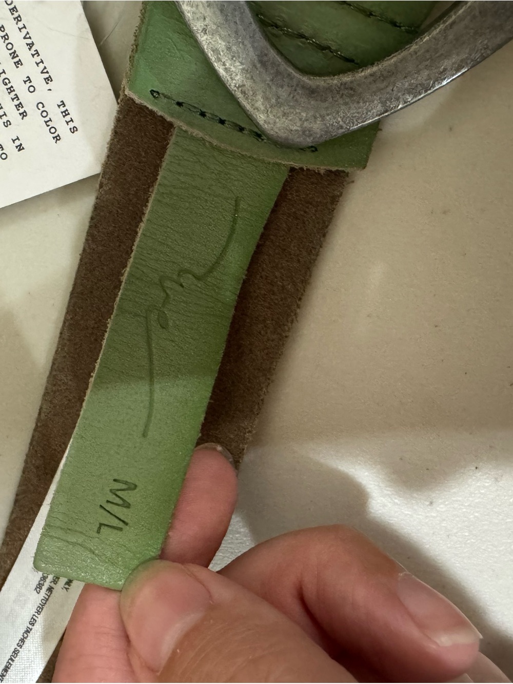 We The Free People Noa Leather Belt Green Sage - Picture 3 of 6
